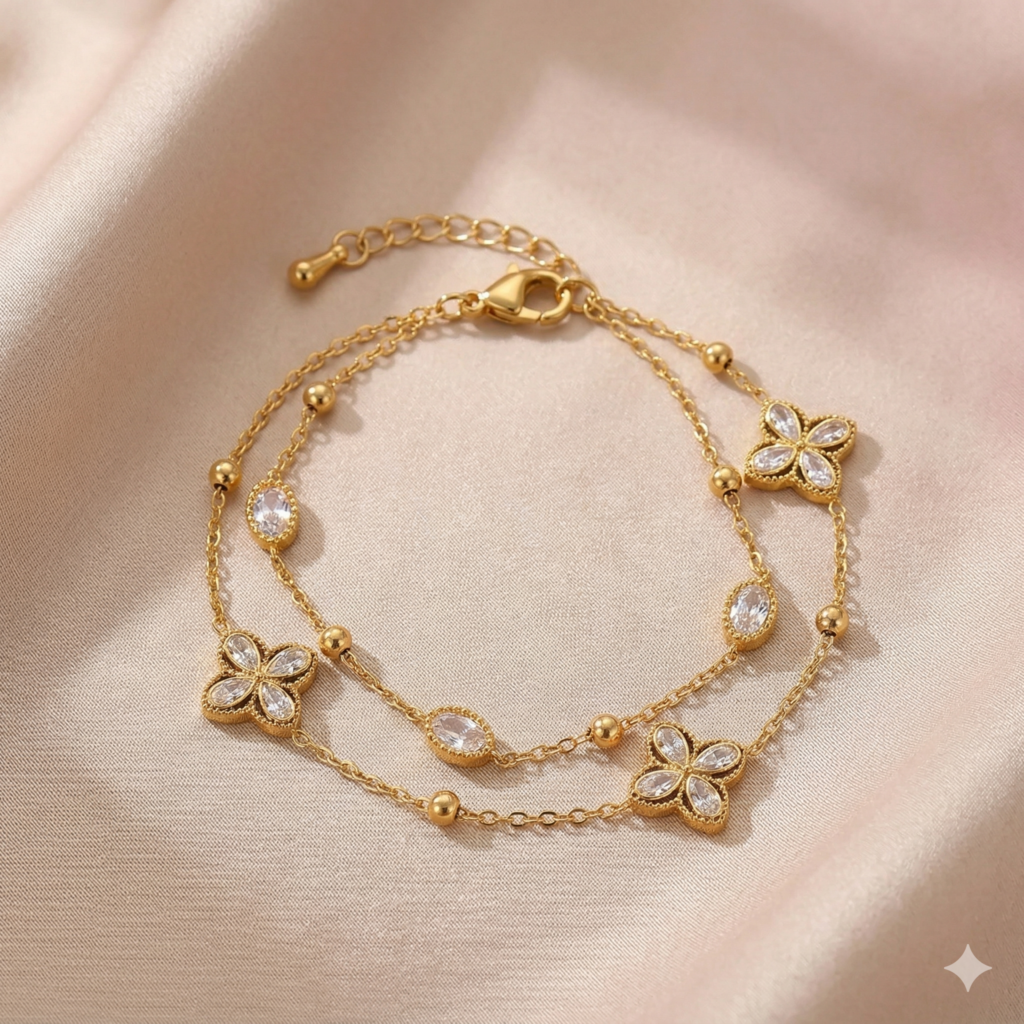Double layer clover bracelet