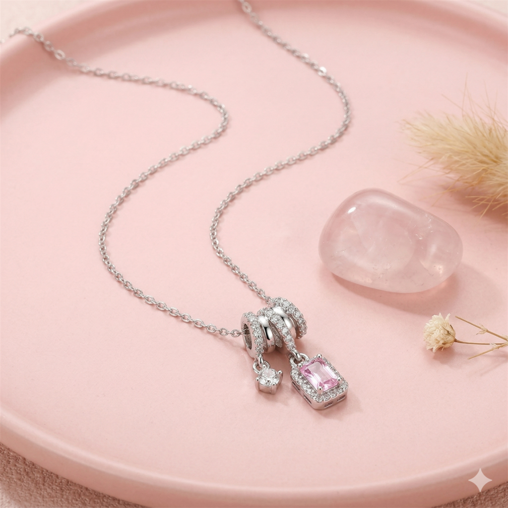pink charm pendant necklace