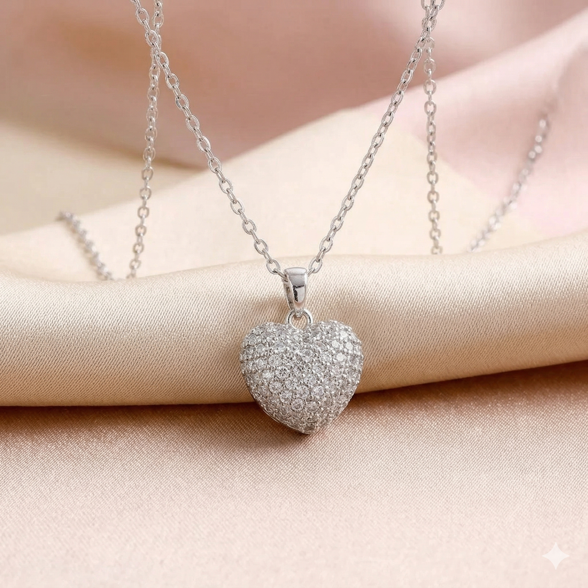 Bedazzled silver heart necklace